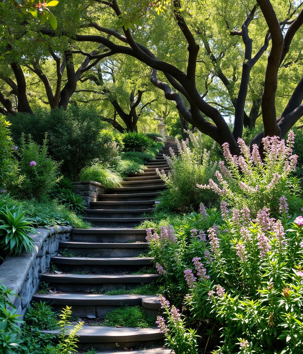 Lush garden steps